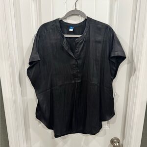 Old Navy Black Short Sleeve Henley Blouse XXL